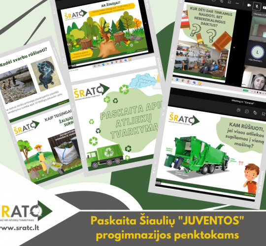 Paskaita Šiaulių „JUVENTOS“ progimnazijos penktokams apie atliekų tvarkymą
